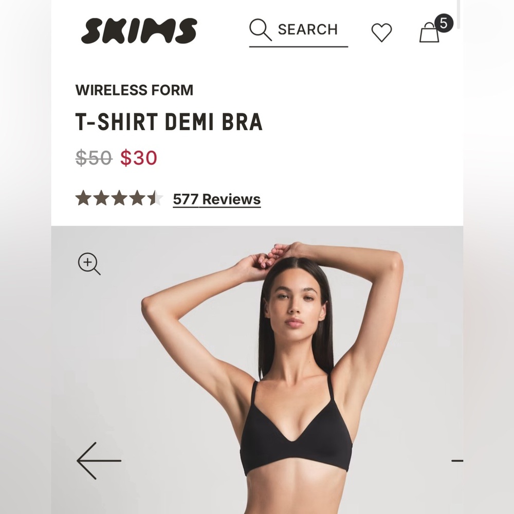SKIMS Black T-Shirt Demi Bra